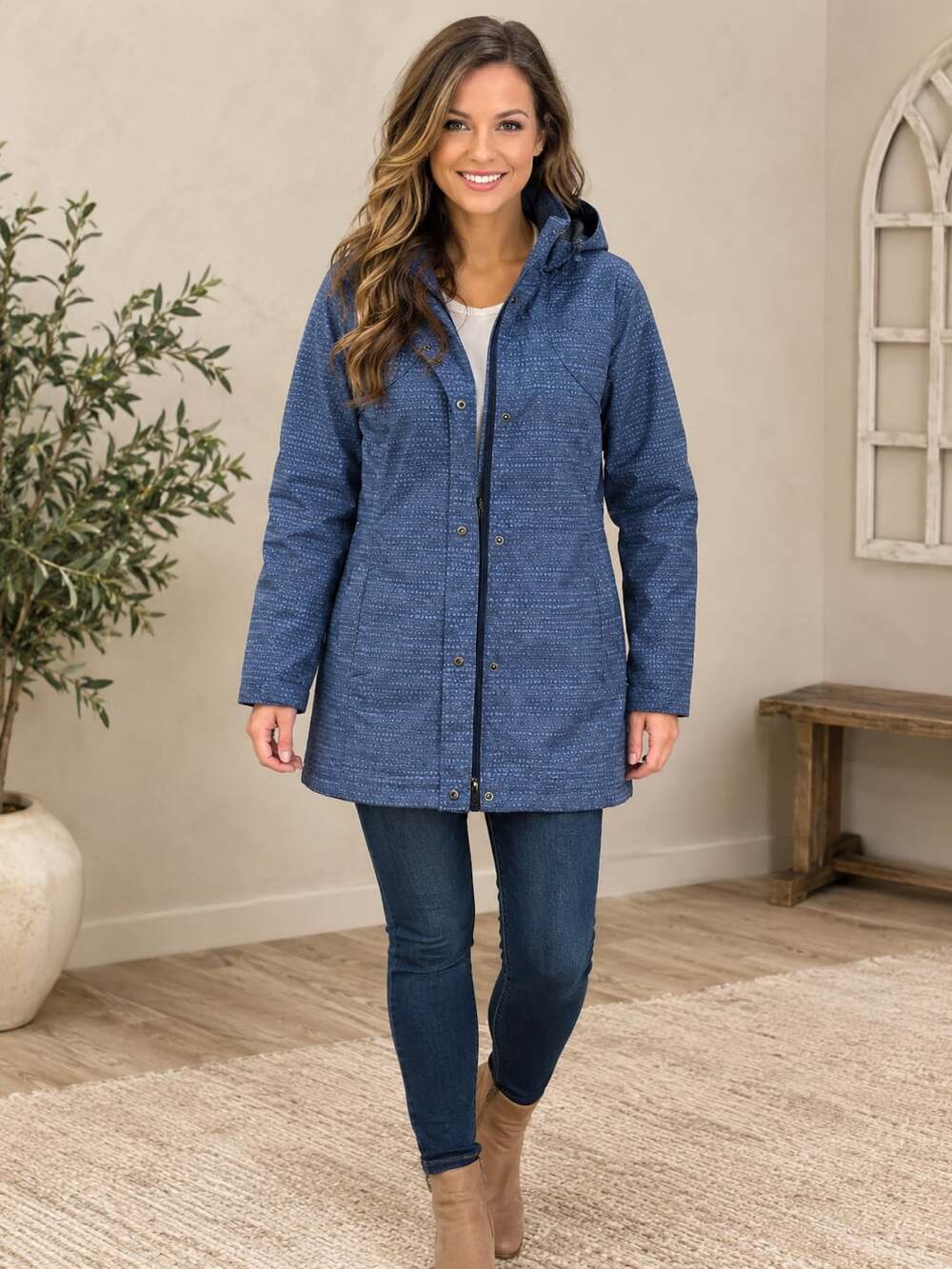 Columbia Omni-Tech Women’s Waterproof Breathable Hooded Rain Jacket Blue S